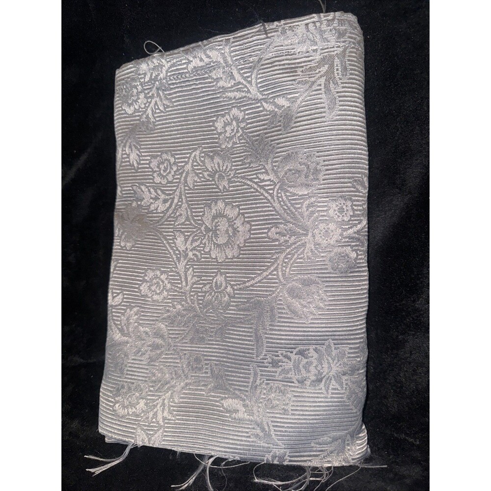 3 Silver Gray Leaf Floral Jacquard Brocade Upholstery Fabric Pieces 56X12"